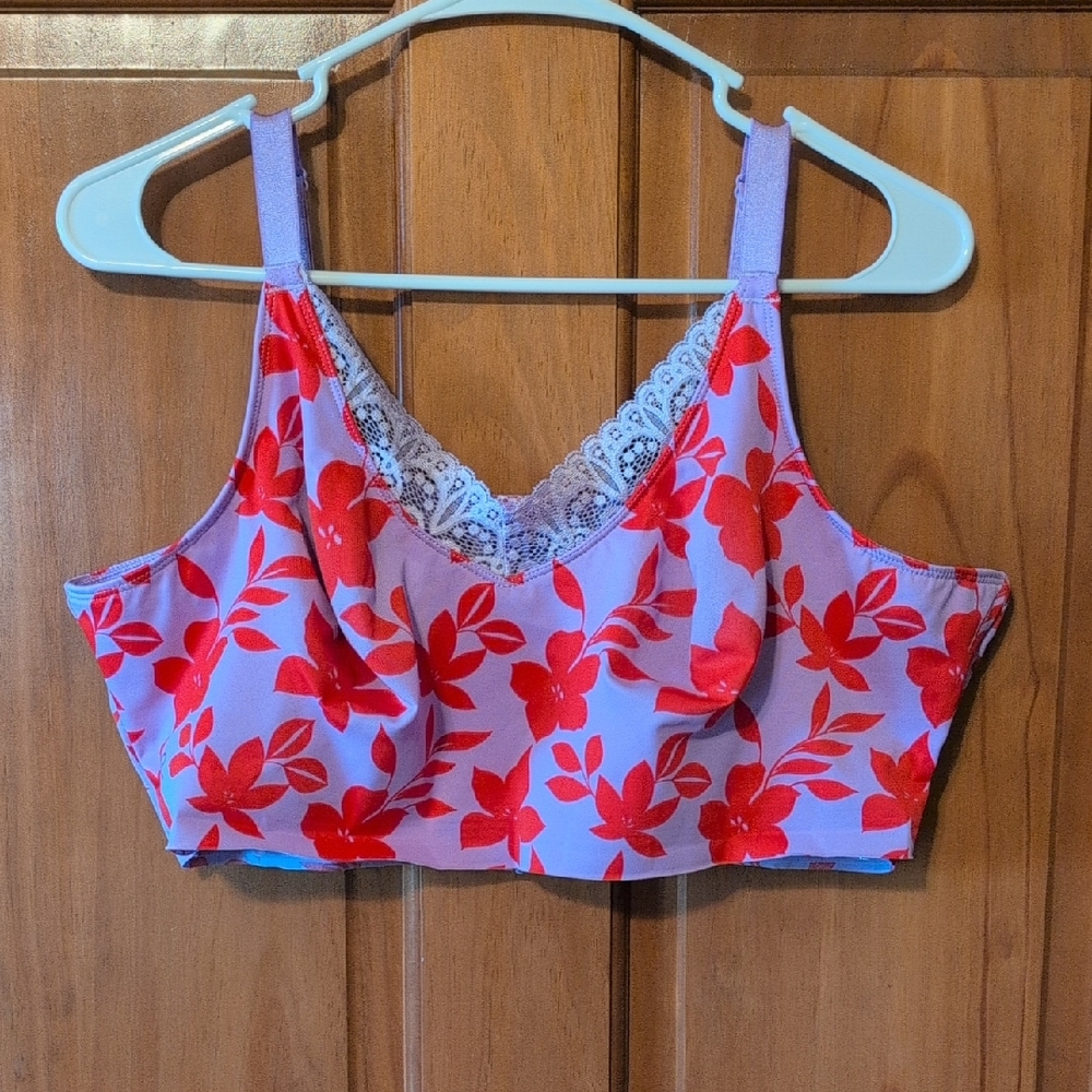 Ruby Ribbon 44 Vibrant Floral Lace Demi - Red and Purple